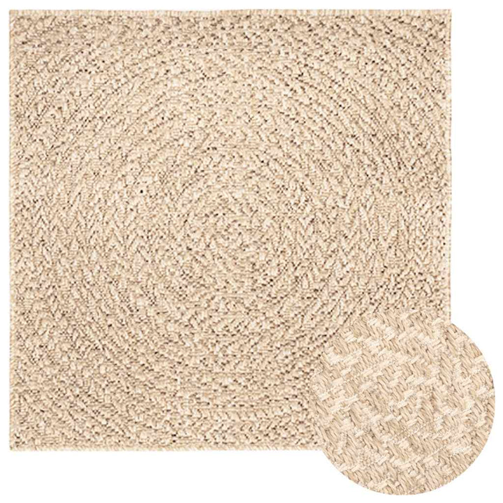 gulvtæppe ZIZUR beige 200x200cm jute-look indendørs og udendørs
