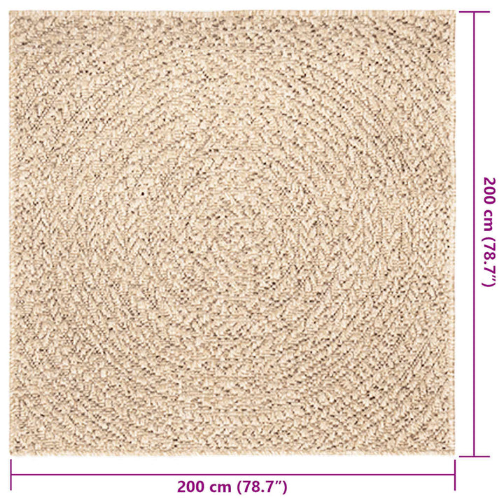 gulvtæppe ZIZUR beige 200x200cm jute-look indendørs og udendørs