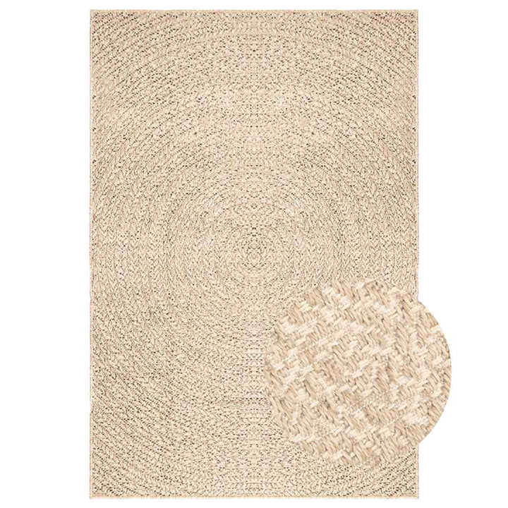 gulvtæppe ZIZUR beige 200x290cm jute-look indendørs og udendørs