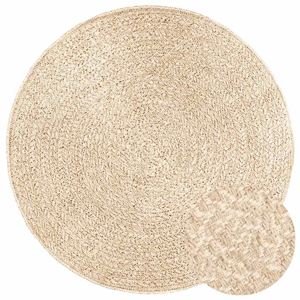 gulvtæppe ZIZUR beige Ø 120 cm jute-look indendørs og udendørs