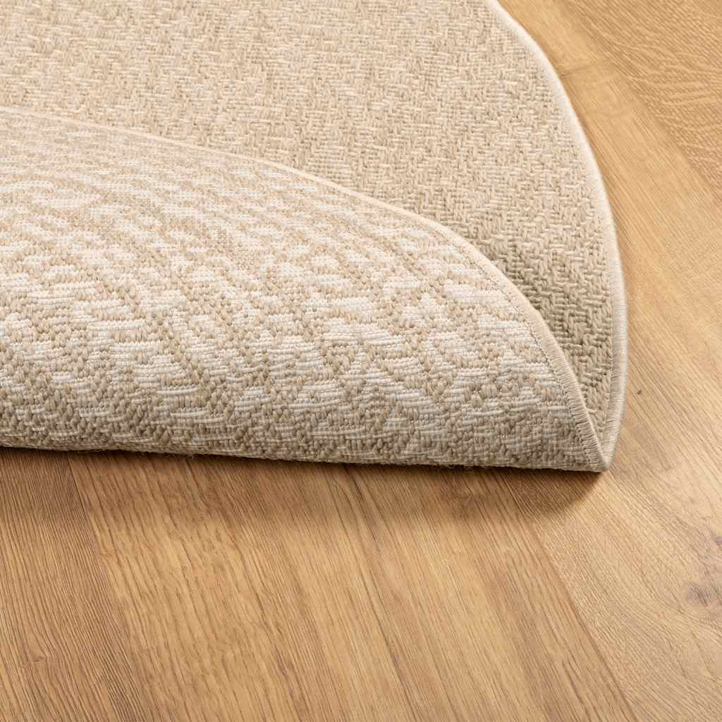 gulvtæppe ZIZUR beige Ø 120 cm jute-look indendørs og udendørs