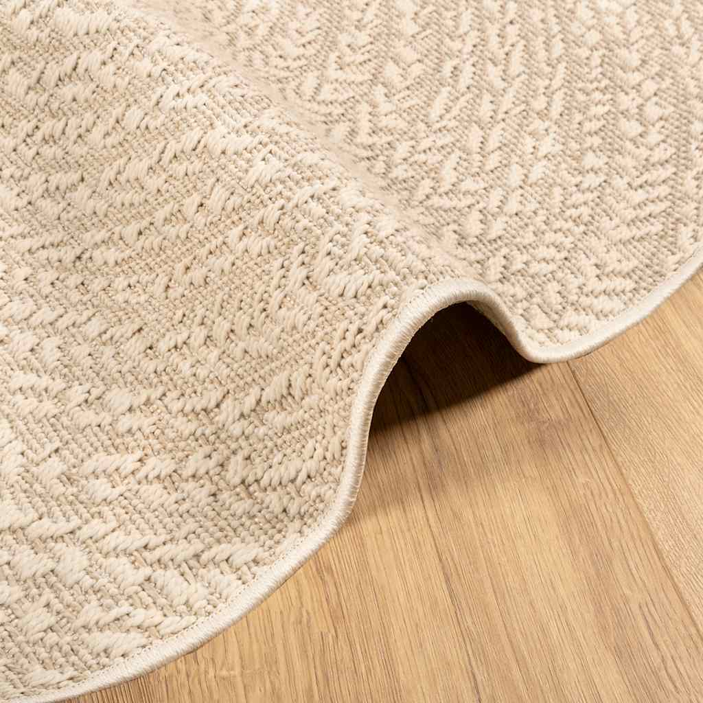 gulvtæppe ZIZUR beige Ø 120 cm jute-look indendørs og udendørs