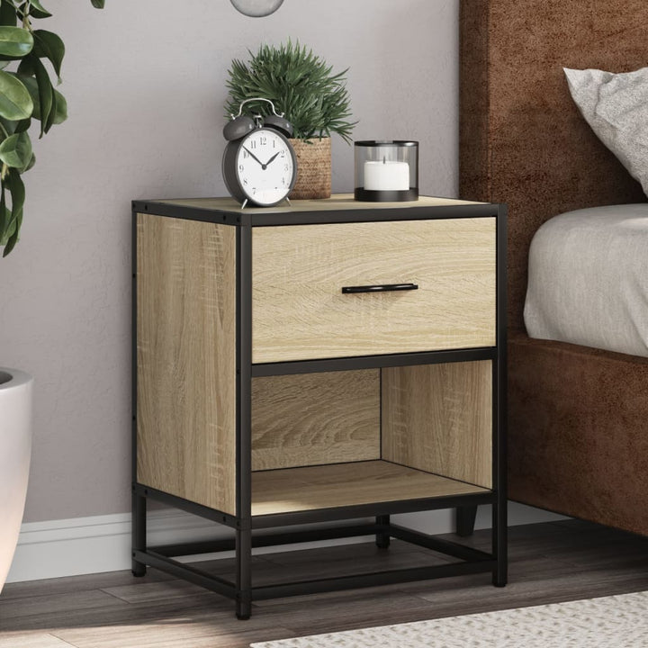 sengeborde 2 stk. 40x31x50 cm konstrueret træ sonoma-eg