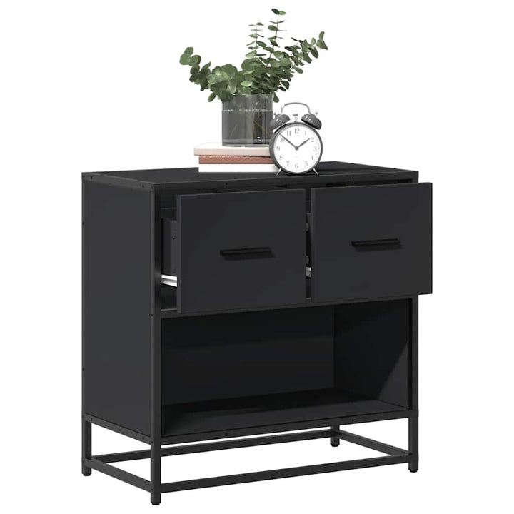 sengeskab sort 60x31x60 cm konstrueret træ og metal