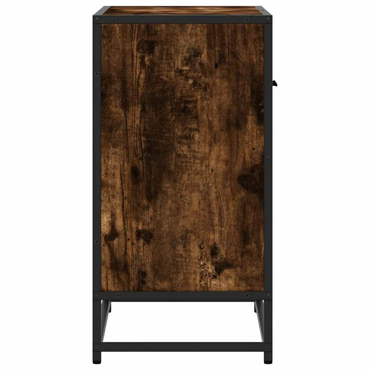 sengeskab røget egetræsfarve 60x31x60 cm konstrueret træ metal