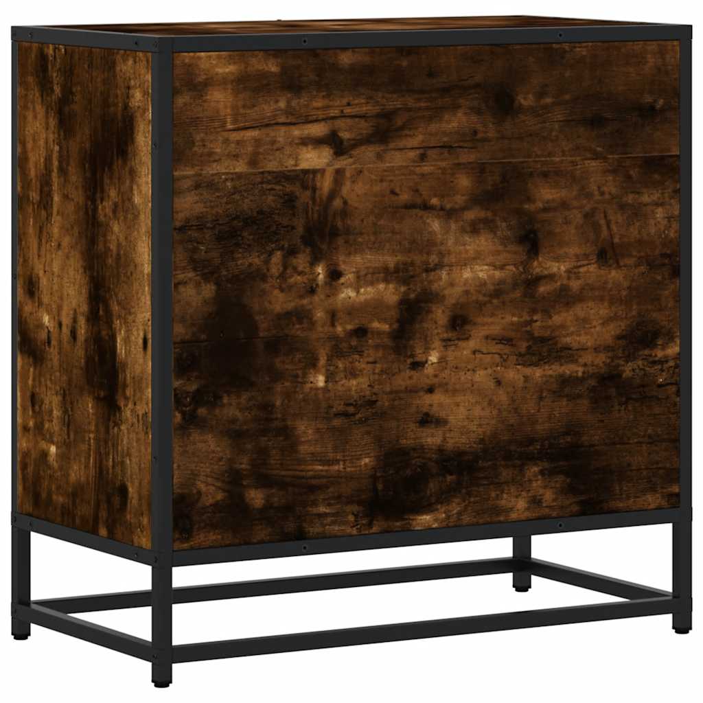 sengeskab røget egetræsfarve 60x31x60 cm konstrueret træ metal