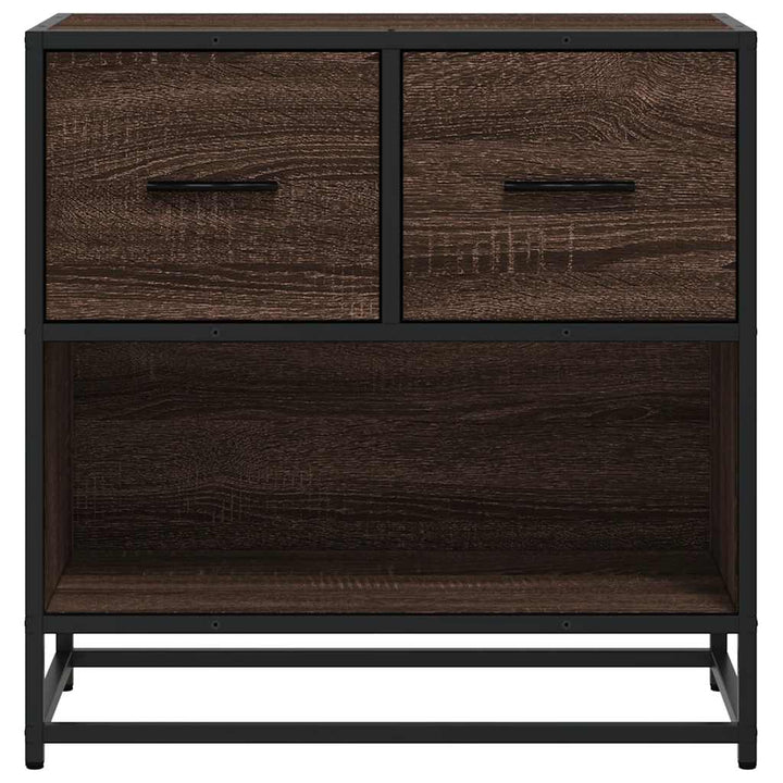 sengeskab brun egetræsfarve 60x31x60 cm konstrueret træ metal