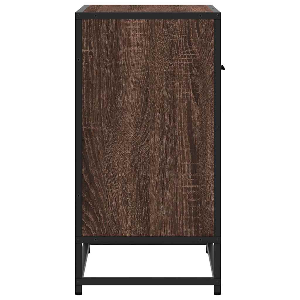 sengeskab brun egetræsfarve 60x31x60 cm konstrueret træ metal