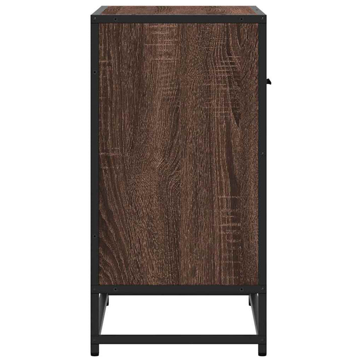 sengeskab brun egetræsfarve 60x31x60 cm konstrueret træ metal
