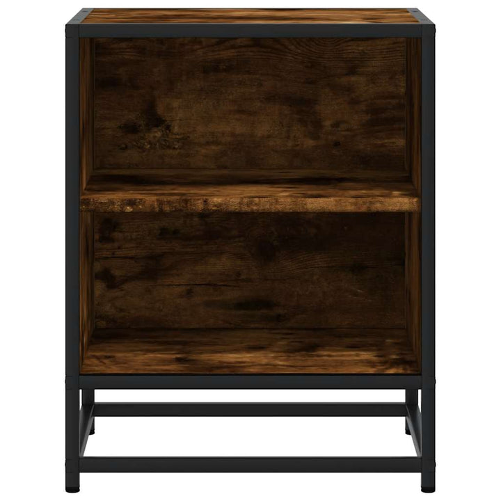 sengeborde 2 stk. 40x31x50cm konstrueret træ metal røget egetræ