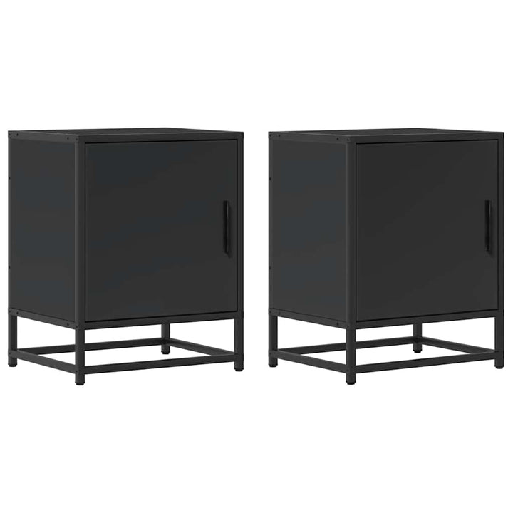 sengeskabe 2 stk. 40x31x50 cm konstrueret træ og metal sort