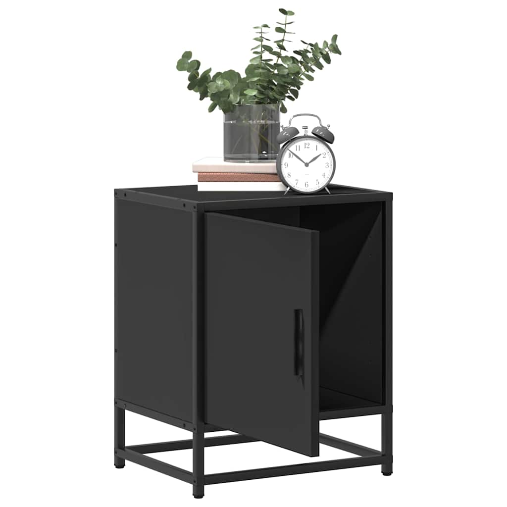 sengeskabe 2 stk. 40x31x50 cm konstrueret træ og metal sort