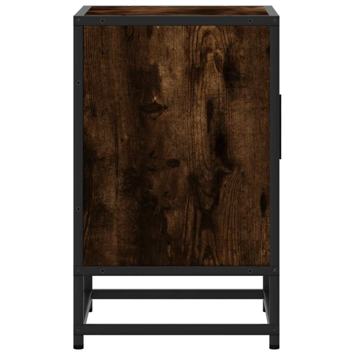 sengebord 40x31x50 cm konstrueret træ metal røget egetræsfarve