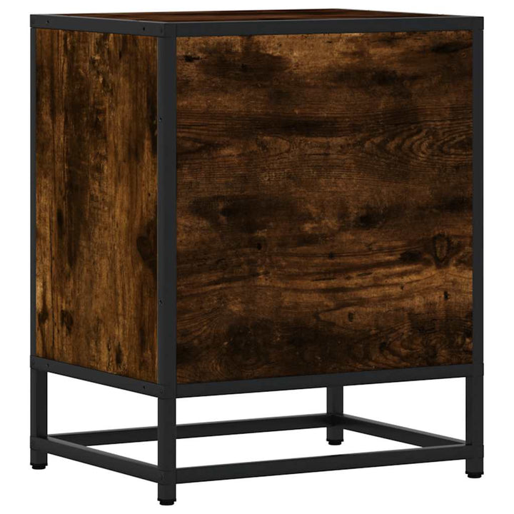 sengebord 40x31x50 cm konstrueret træ metal røget egetræsfarve