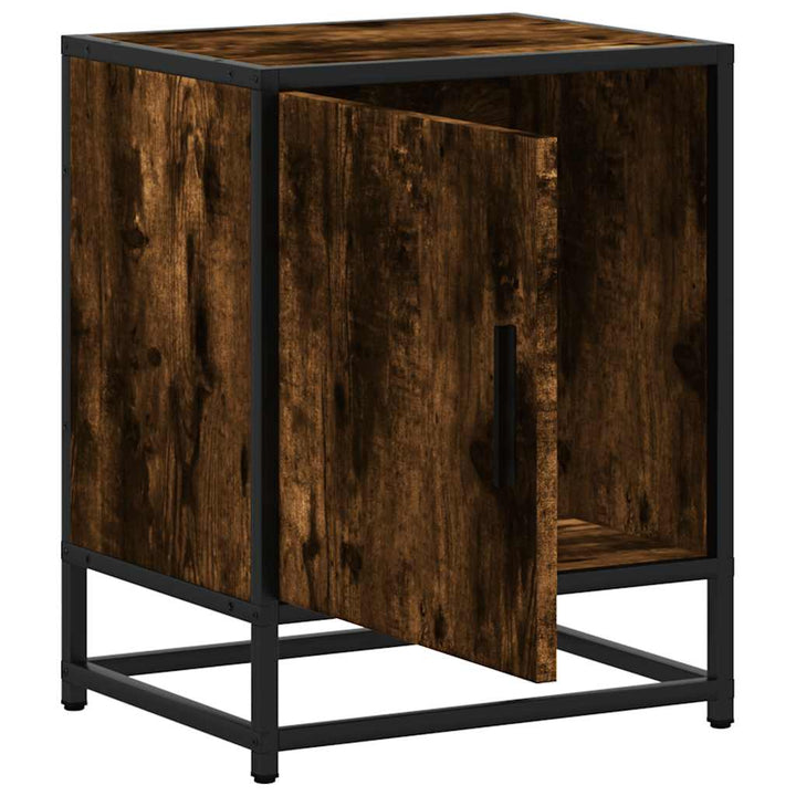sengebord 40x31x50 cm konstrueret træ metal røget egetræsfarve