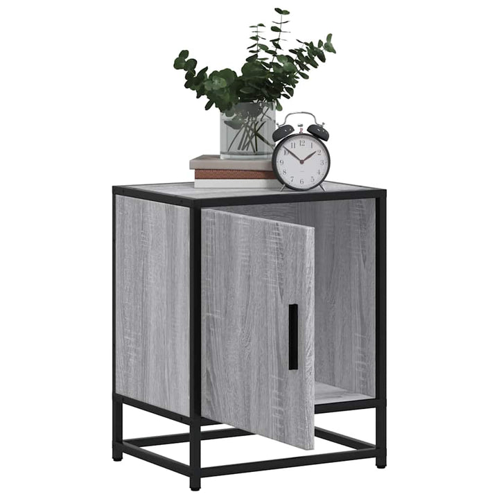 sengebord 40x31x50 cm konstrueret træ og metal grå sonoma-eg