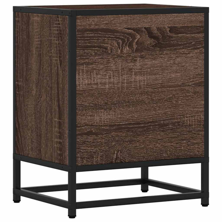 sengebord 40x31x50cm konstrueret træ og metal brun egetræsfarve