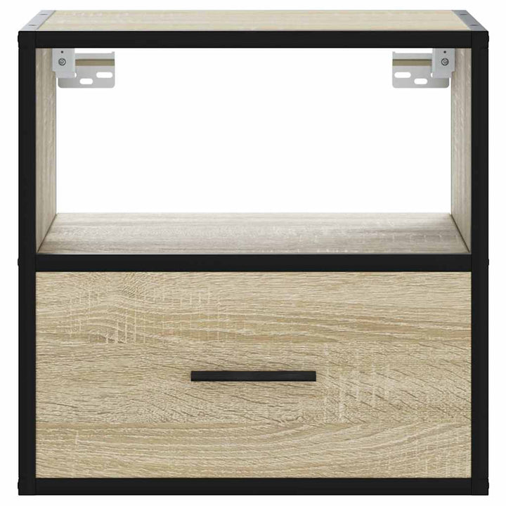 væghængte sengeborde 2 stk. 40x31x39,5 cm sonoma-eg