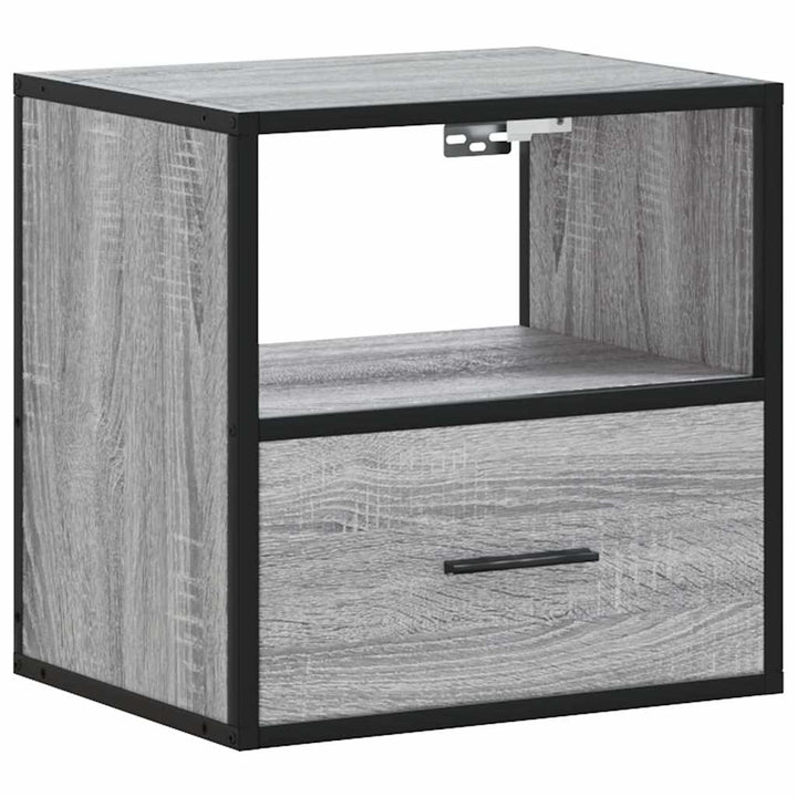 væghængte sengeborde 2 stk. 40x31x39,5 cm grå sonoma-eg