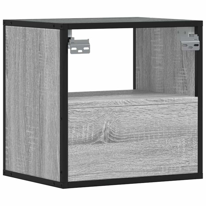 væghængte sengeborde 2 stk. 40x31x39,5 cm grå sonoma-eg