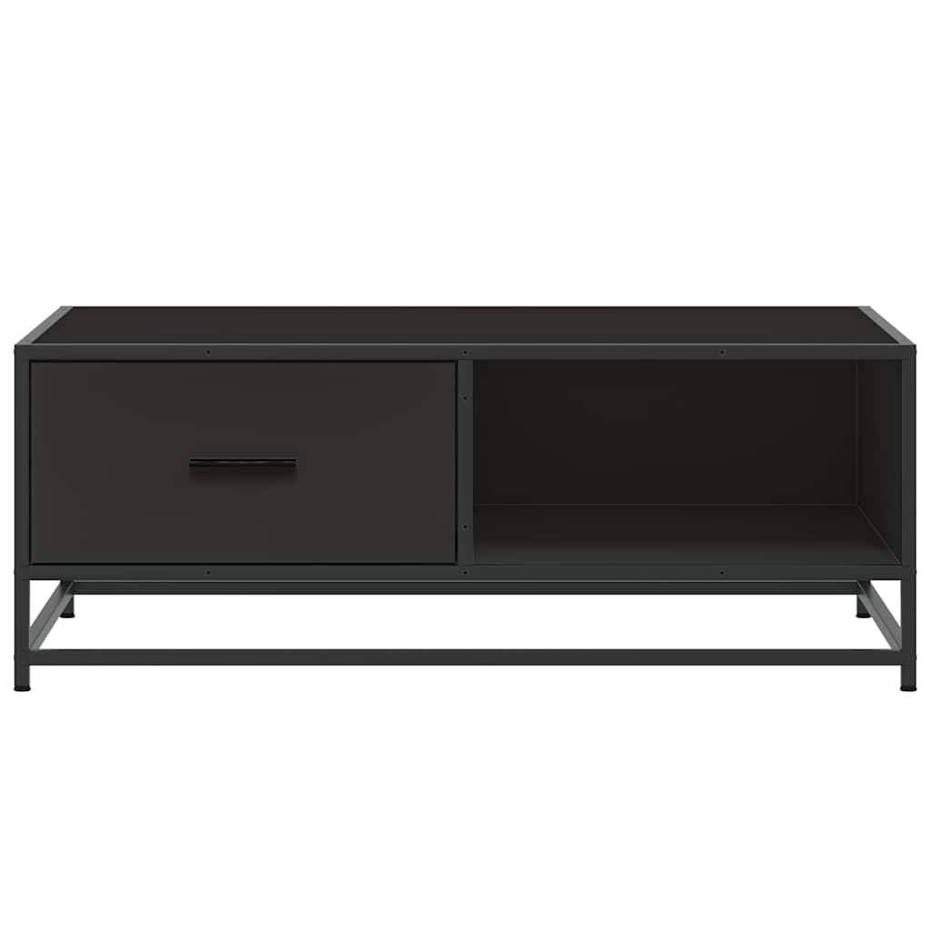 sofabord 90x57x35 cm massivt konstrueret træ og metal sort
