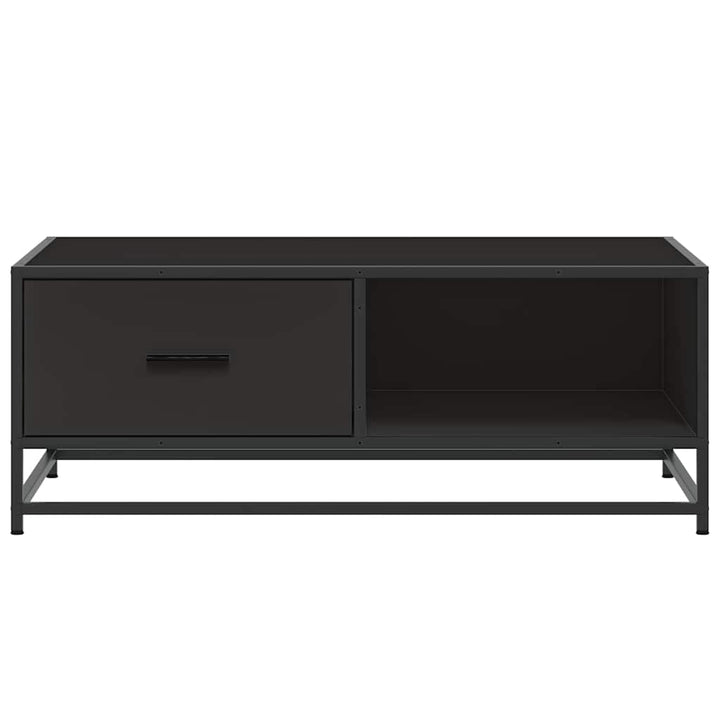sofabord 90x57x35 cm massivt konstrueret træ og metal sort