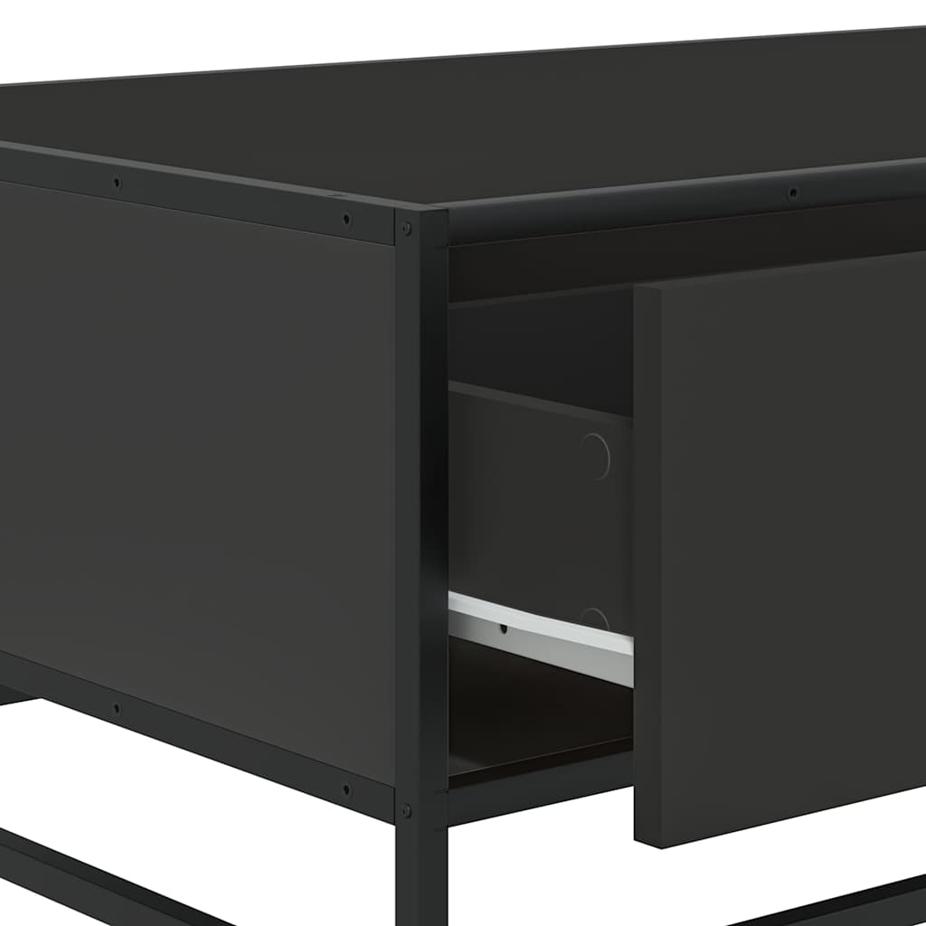 sofabord 90x57x35 cm massivt konstrueret træ og metal sort