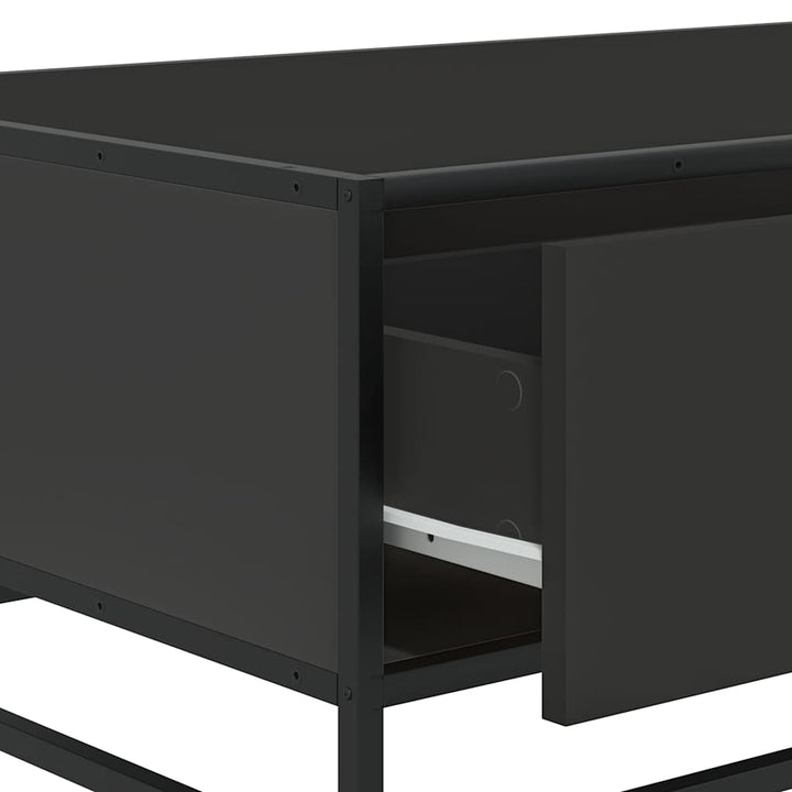 sofabord 90x57x35 cm massivt konstrueret træ og metal sort