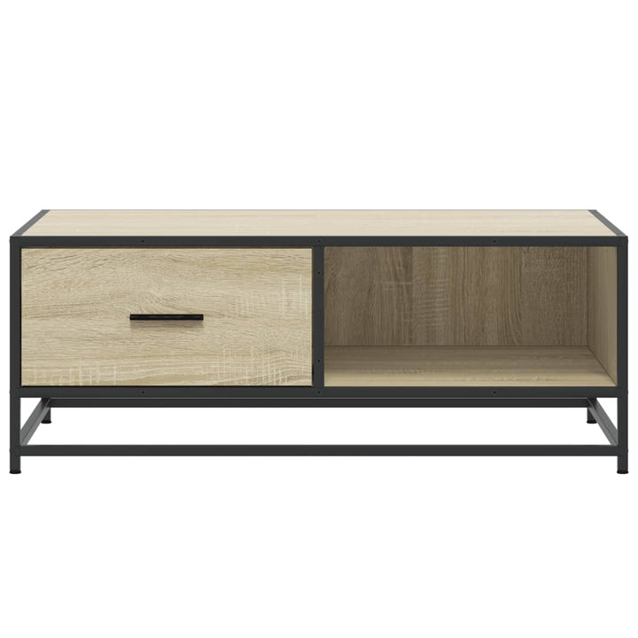 sofabord 90x57x35 cm konstrueret træ og metal sonoma-eg