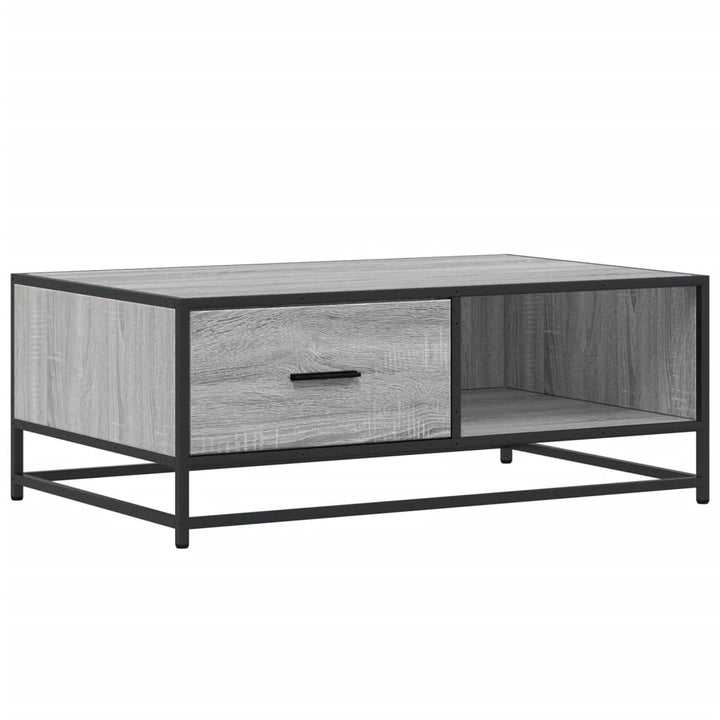 sofabord 90x57x35 cm konstrueret træ og metal grå sonoma-eg