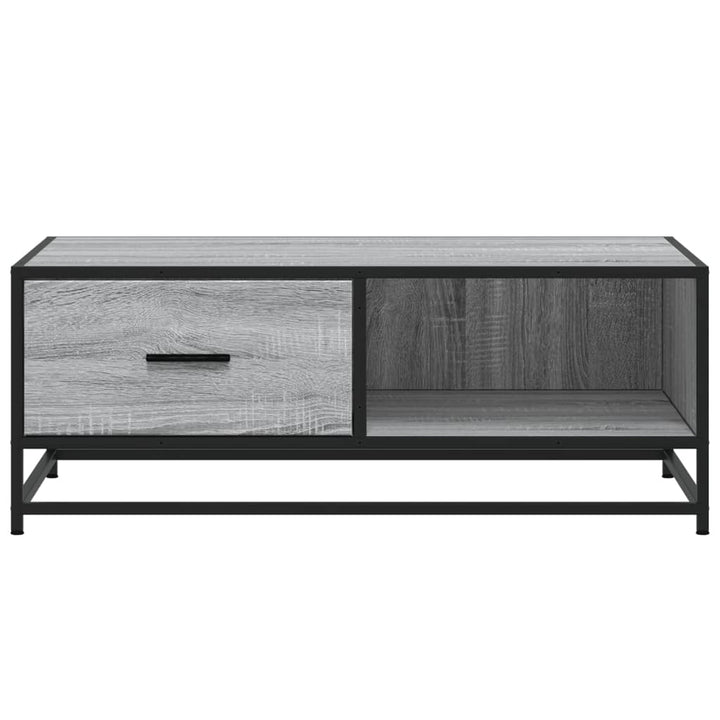 sofabord 90x57x35 cm konstrueret træ og metal grå sonoma-eg