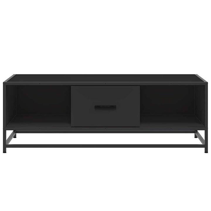sofabord 100x57x35 cm massivt konstrueret træ og metal sort