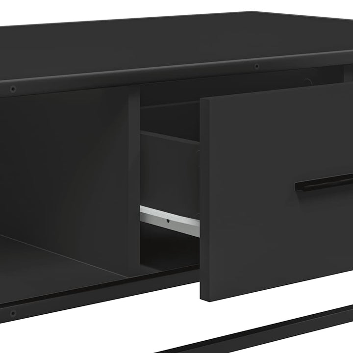sofabord 100x57x35 cm massivt konstrueret træ og metal sort