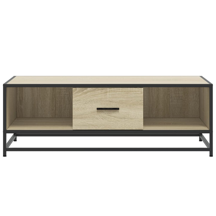 sofabord 90x57x35 cm konstrueret træ og metal sonoma-eg