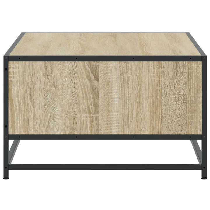 sofabord 90x57x35 cm konstrueret træ og metal sonoma-eg