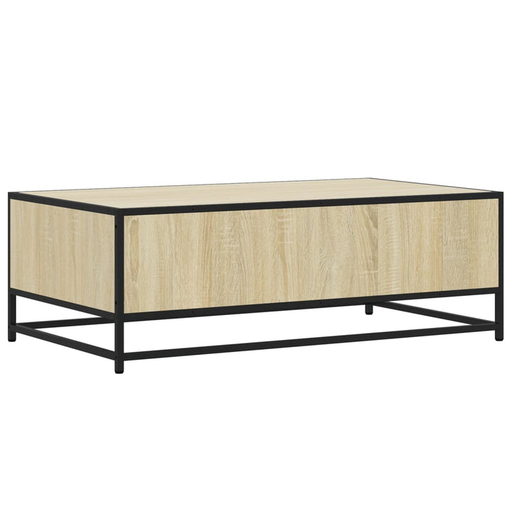 sofabord 90x57x35 cm konstrueret træ og metal sonoma-eg