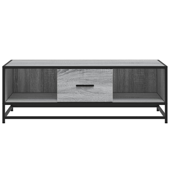 sofabord 100x57x35 cm konstrueret træ og metal grå sonoma-eg