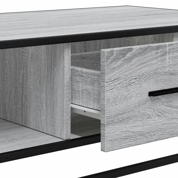 sofabord 100x57x35 cm konstrueret træ og metal grå sonoma-eg