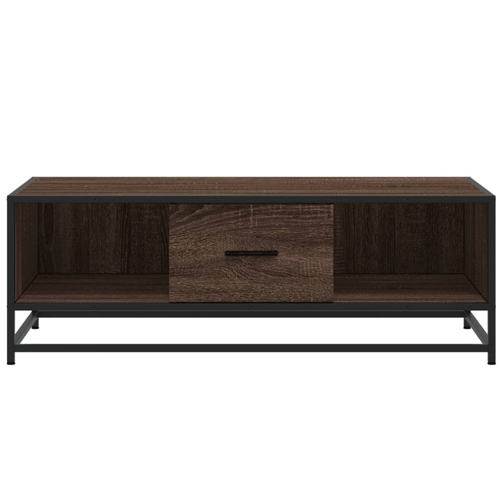 sofabord 100x57x35 cm konstrueret træ og metal brunt egetræ