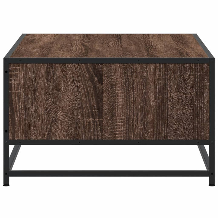 sofabord 100x57x35 cm konstrueret træ og metal brunt egetræ