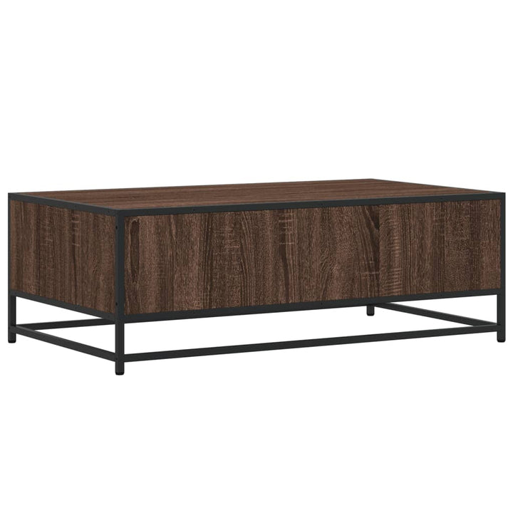 sofabord 100x57x35 cm konstrueret træ og metal brunt egetræ