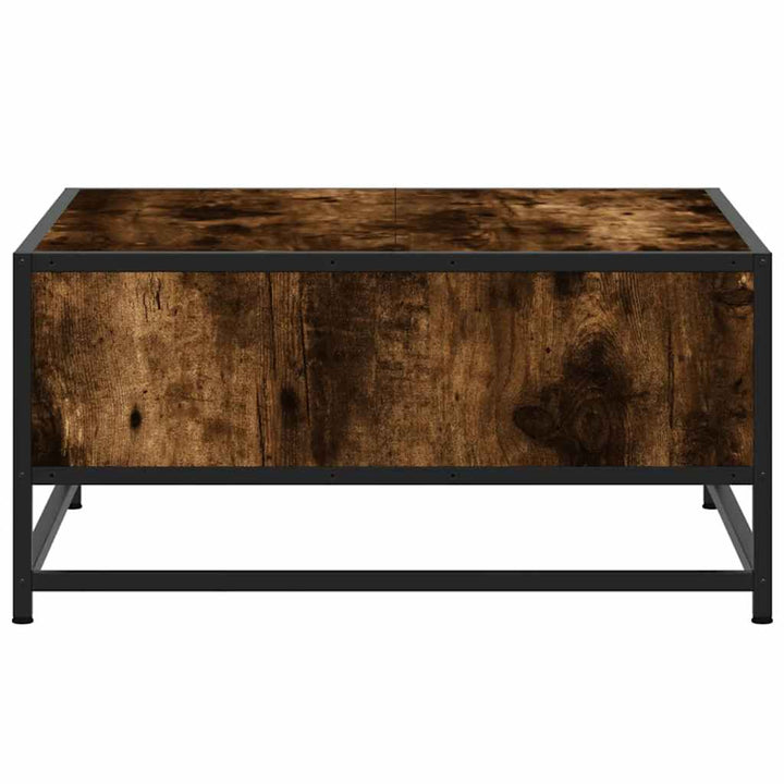 sofabord 60,5x60,5x30 cm konstrueret træ og metal røget egetræ