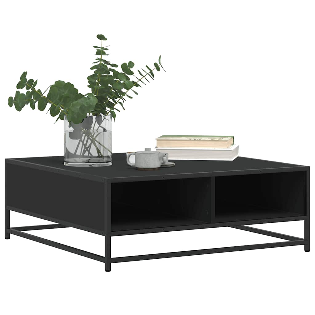 sofabord 80x80x30 cm konstrueret træ og metal sort