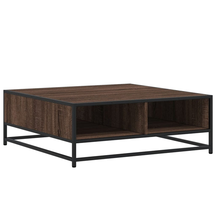 sofabord 80x80x30 cm konstrueret træ og metal brunt eg