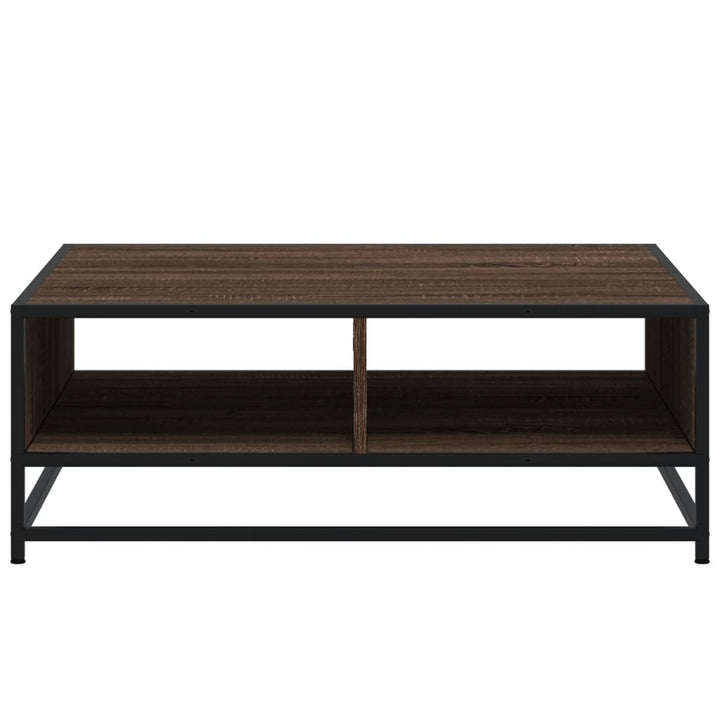 sofabord 80x80x30 cm konstrueret træ og metal brunt eg