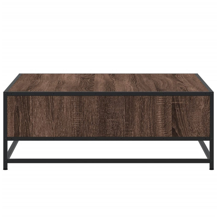 sofabord 80x80x30 cm konstrueret træ og metal brunt eg