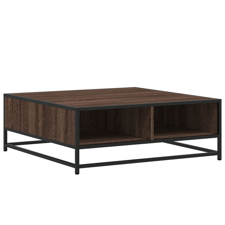 sofabord 80x80x30 cm konstrueret træ og metal brunt eg