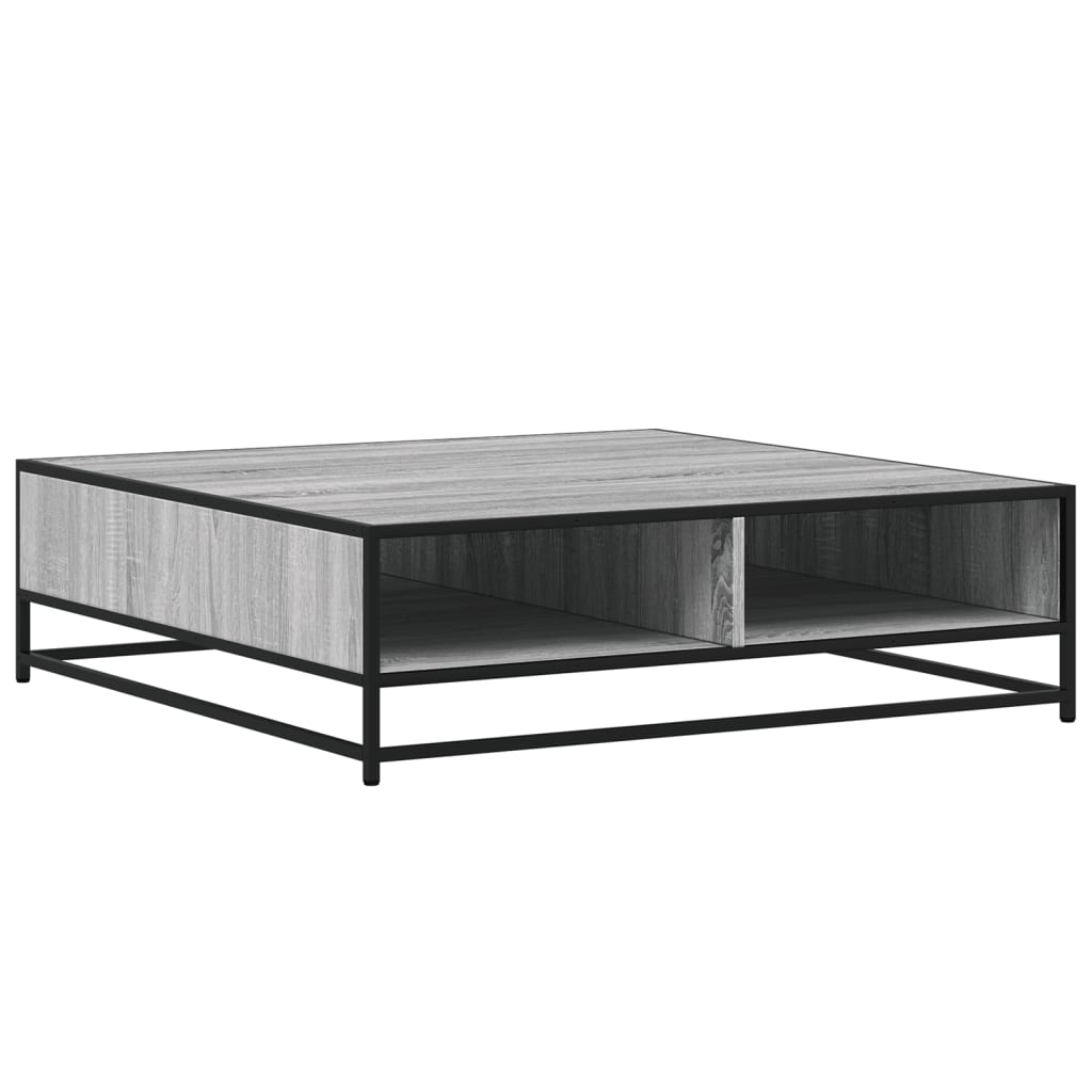 sofabord 100x100x30 cm konstrueret træ og metal grå sonoma-eg