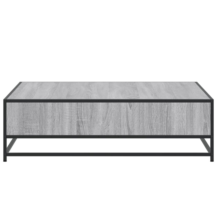 sofabord 100x100x30 cm konstrueret træ og metal grå sonoma-eg