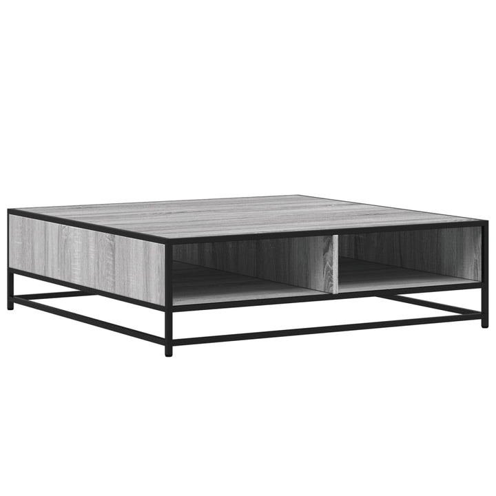 sofabord 100x100x30 cm konstrueret træ og metal grå sonoma-eg